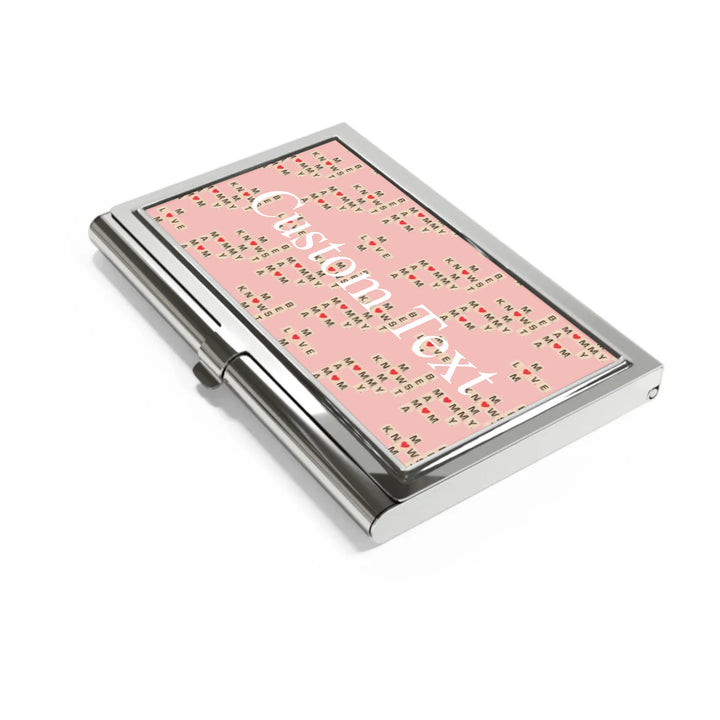 Custom-Travel-Accessories-business-card-holder-side-Mom-Knows-Best-artfulane