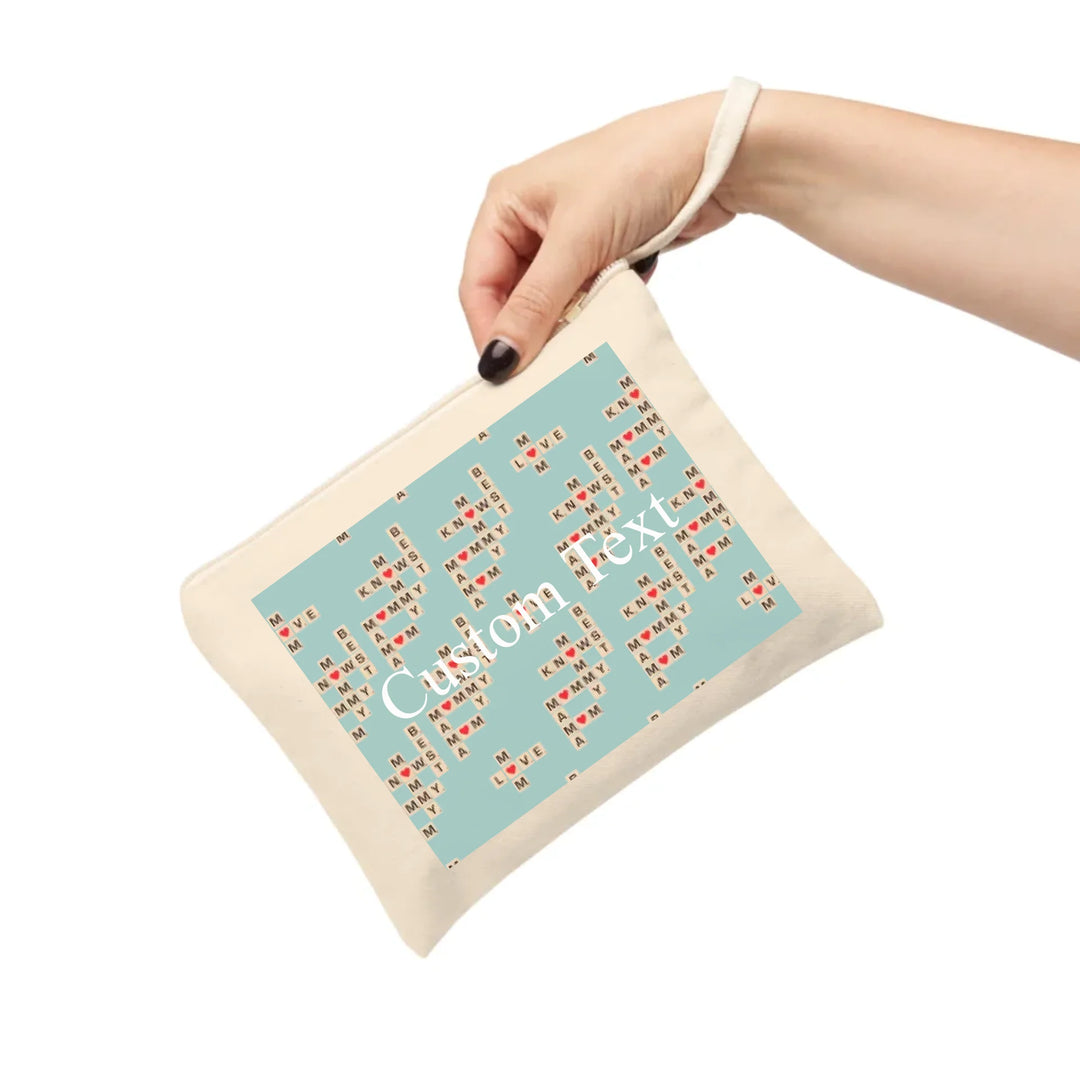 Custom-Travel-Accessories-cotton-zipper-pouch-in-hand-Mom-Knows-Best-artfulane