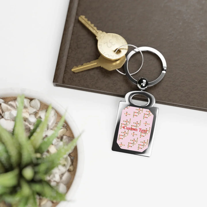Custom-Travel-Accessories-rectangle-photo-keyring-in-use-Mom-Knows-Best-artfulane