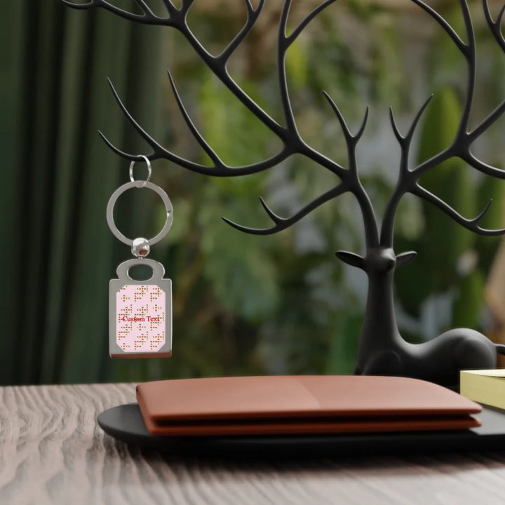 Custom-Travel-Accessories-rectangle-photo-keyring-in-context-Mom-Knows-Best-artfulane