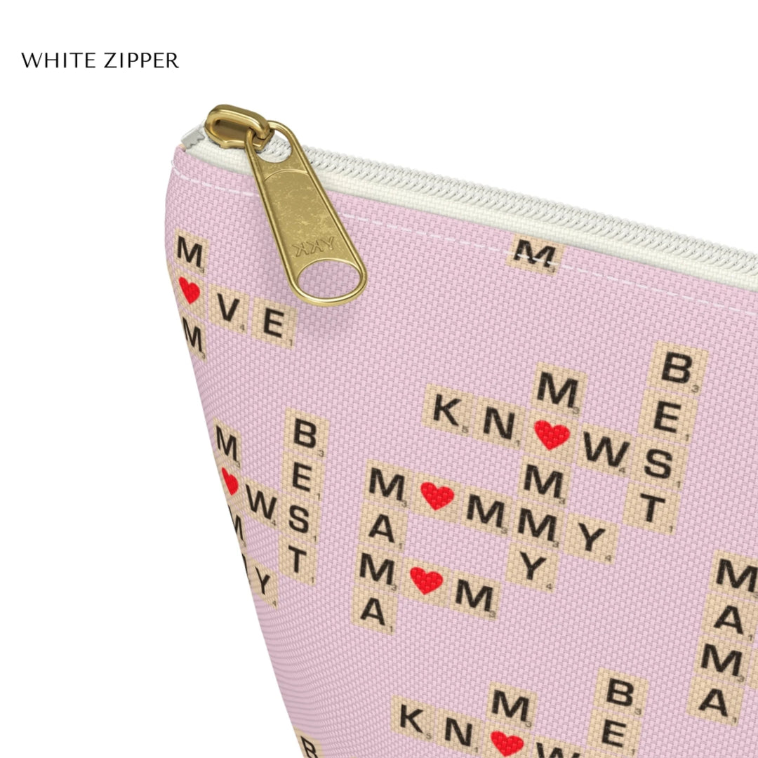Custom-Travel-Accessories-structured-accessory-pouch-white-zipper-Mom-Knows-Best-artfulane
