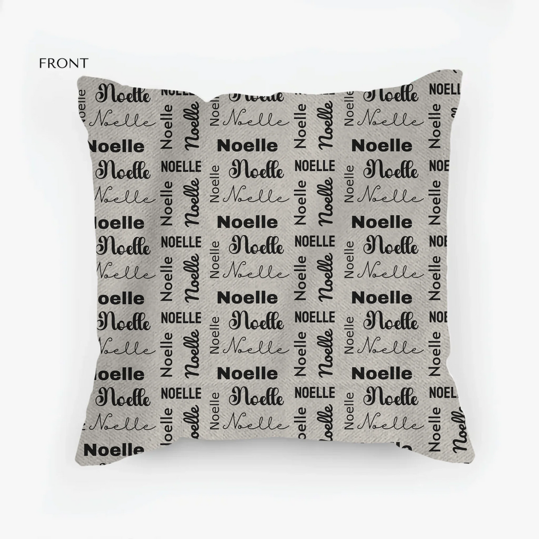 Custom Repeating Name Pillows - Throw, Suede, Lumbar, Woven & Outdoor Pillows