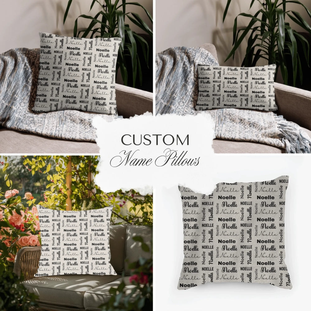 Custom Repeating Name Pillows - Throw, Suede, Lumbar, Woven & Outdoor Pillows - ARTFULANE