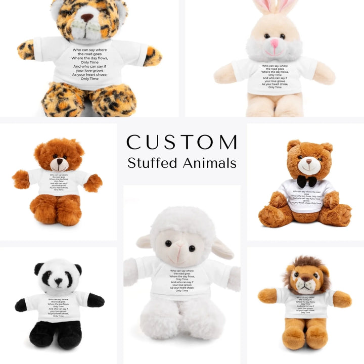 Custom Song Lyrics Stuffed Animals - Sheep, Jaguar, Panda, Lion, Bunny, Bear - ARTFULANE