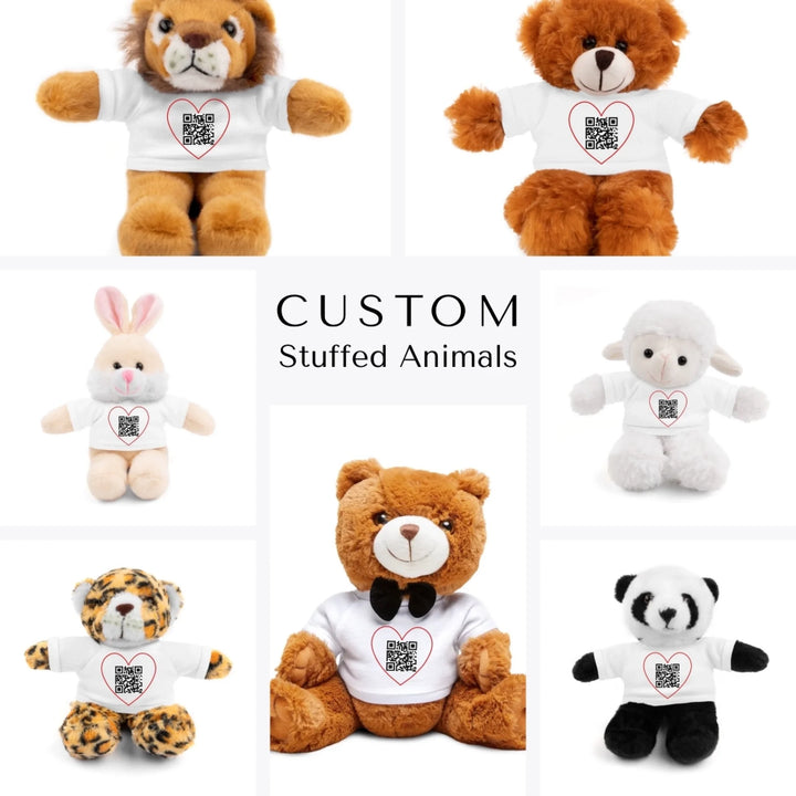 Custom Spotify Song QR Code Stuffed Animals - Sheep, Jaguar, Panda, Lion, Bunny, Bear - ARTFULANE