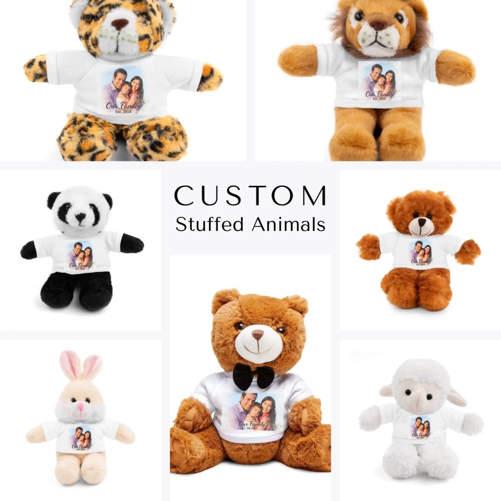 Custom Watercolor Photo Stuffed Animals - Sheep, Jaguar, Panda, Lion, Bunny, Bear - ARTFULANE