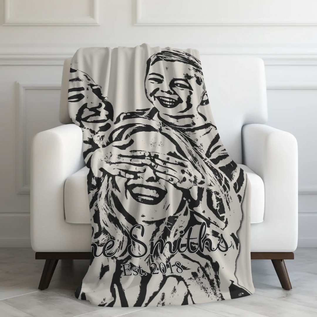 Custom-Watercolor-Birth-Month-Flower-Garden-velveteen-Blanket-on-chair-artfulane