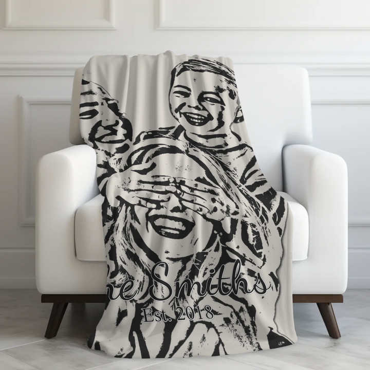 Custom-Watercolor-Birth-Month-Flower-Garden-velveteen-Blanket-on-chair-artfulane