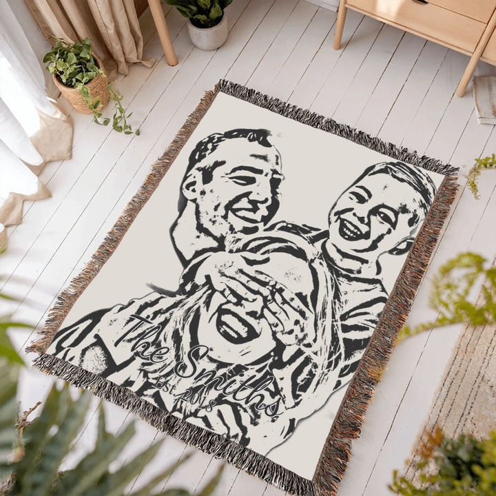 Heirloom Woven Blanket In Room-ARTFULANE