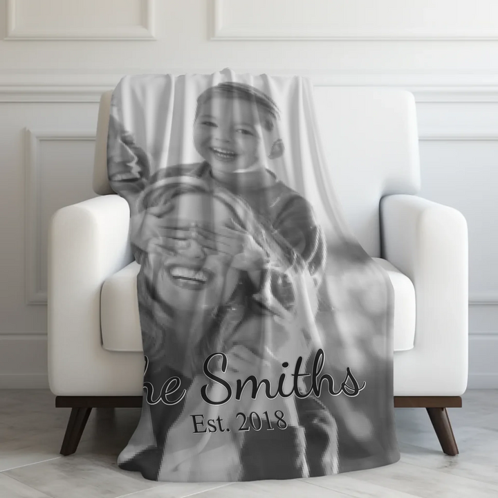 Custom-Watercolor-Birth-Month-Flower-Garden-velveteen-Blanket-on-chair-artfulane