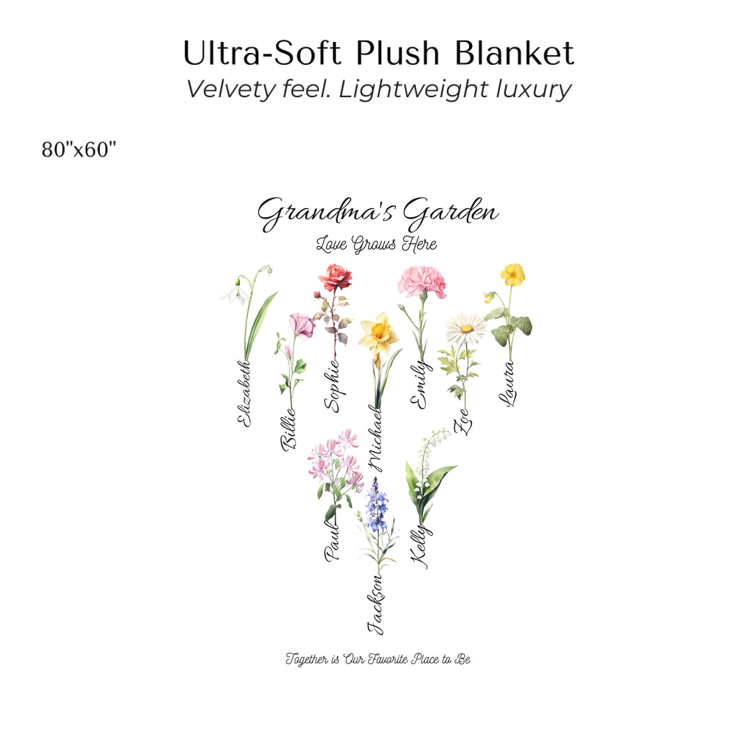 Create-Your-Custom-Watercolor-Birth-Month-Flower-Garden-velveteen-Blanket-80x60-artfulane