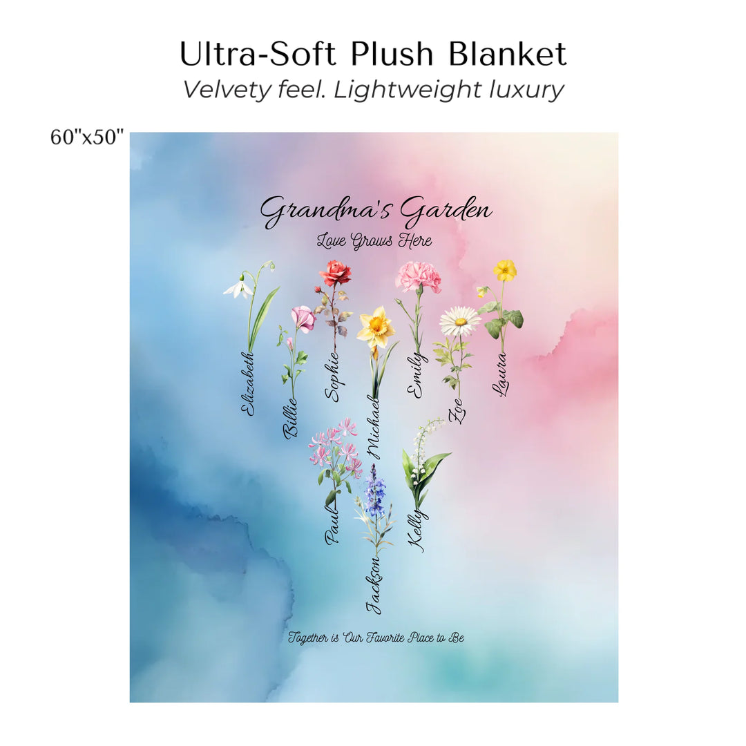 Create-Your-Custom-Watercolor-Birth-Month-Flower-Garden-Blanket-50x60-artfulane