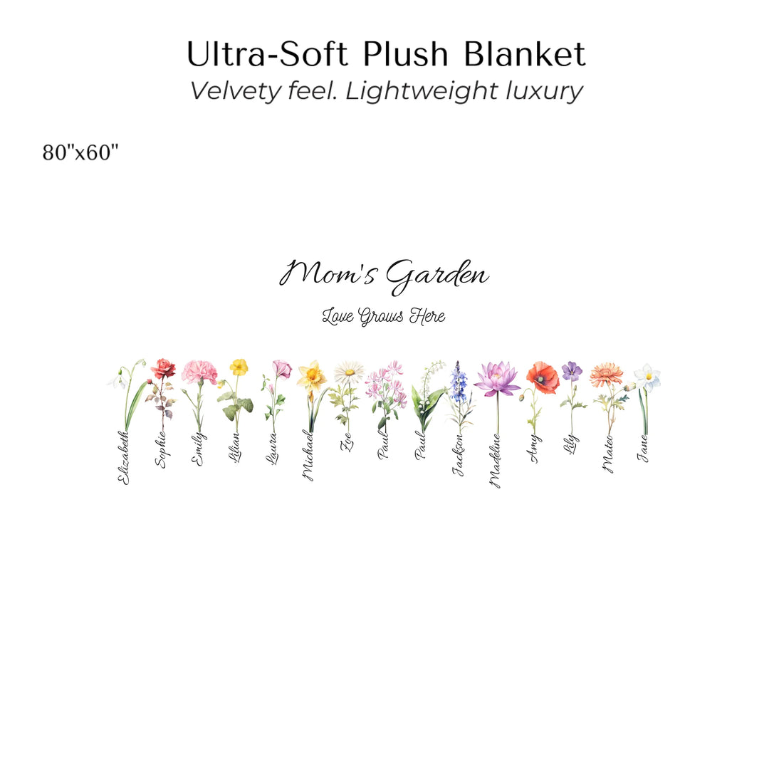 Create-Your-Custom-Watercolor-Birth-Month-Flower-Garden-velveteen-Blanket-80x60-artfulane