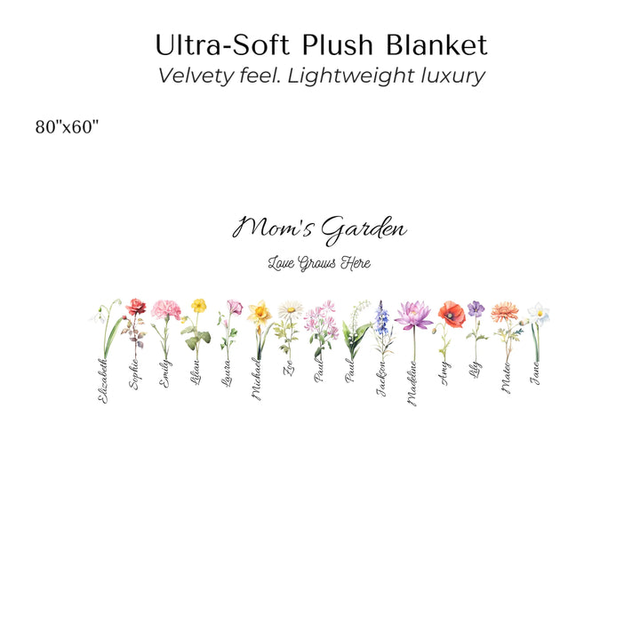 Create-Your-Custom-Watercolor-Birth-Month-Flower-Garden-velveteen-Blanket-80x60-artfulane