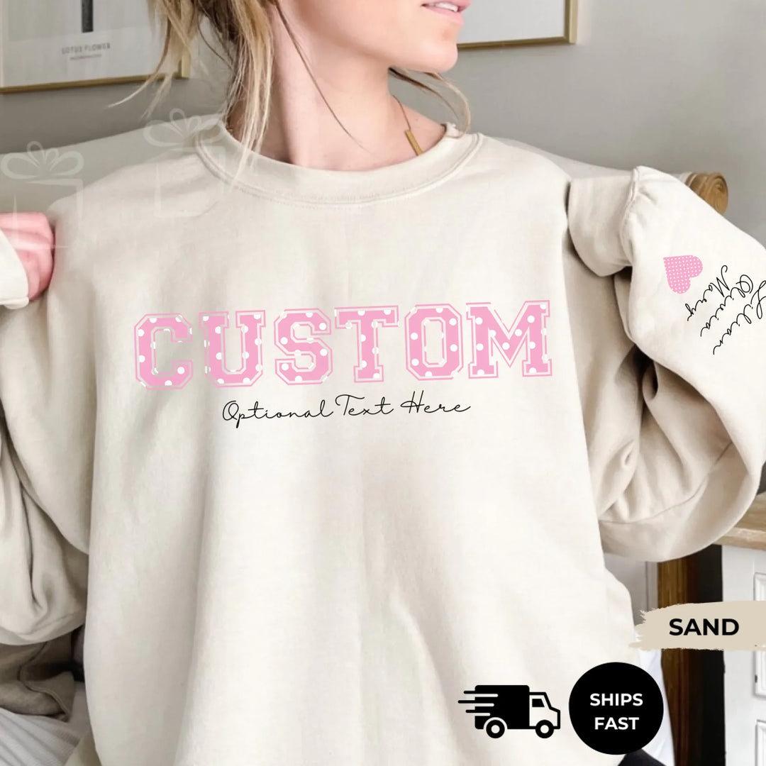 Personalized ‘This Mama Loves Her Blessings’ Gildan sweatshirt or hoodie, featuring custom kids names printed below gift box icons on the sleeve — cozy unisex holiday apparel for moms or grandmas-ARTFULANE