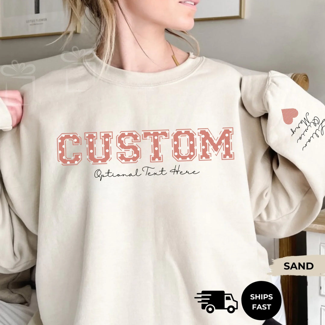 Personalized ‘This Mama Loves Her Blessings’ Gildan sweatshirt or hoodie, featuring custom kids names printed below gift box icons on the sleeve — cozy unisex holiday apparel for moms or grandmas-ARTFULANE