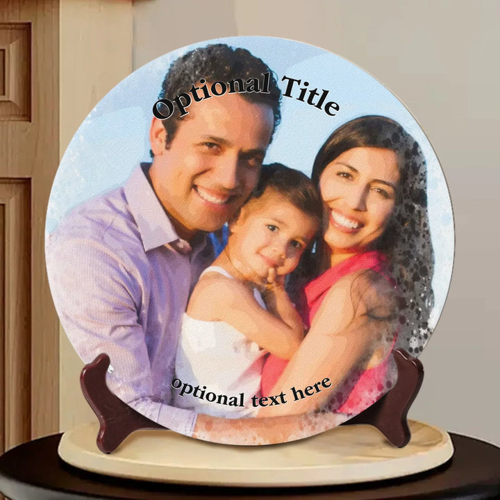 Custom Watercolor Photo Ceramic Plate (with Stand) - ARTFULANE