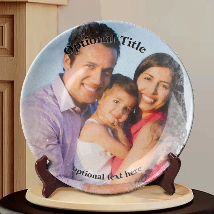 Custom Watercolor Photo Ceramic Plate (with Stand) - ARTFULANE