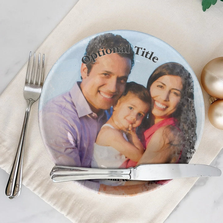 Custom Watercolor Photo Ceramic Plate (with Stand) - ARTFULANE