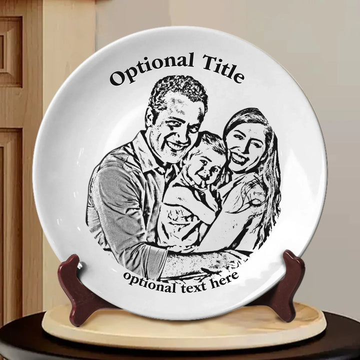 Custom Watercolor Photo Ceramic Plate (with Stand) - ARTFULANE