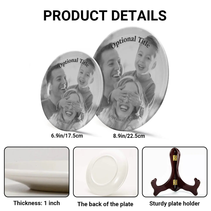 Custom Black & White Photo Ceramic Plate (with Stand) - ARTFULANE