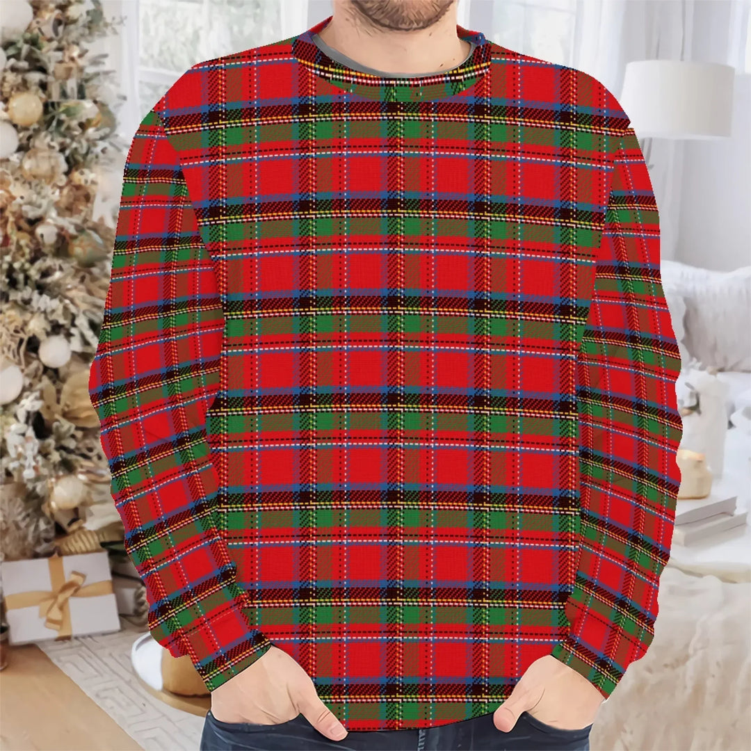 Custom Tartan Plaid Unisex Wool Sweater on a man- ARTFULANE