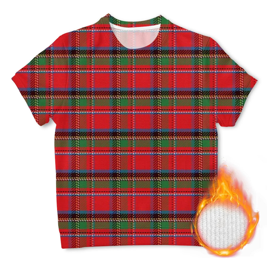 Custom Tartan Plaid Short Sleeve Wool Sweater - ARTFULANE