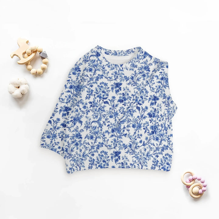 Custom Blue Toile Wool Sweater - ARTFULANE