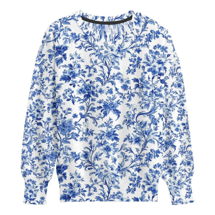 Custom Blue Toile kids Wool Sweater - ARTFULANE