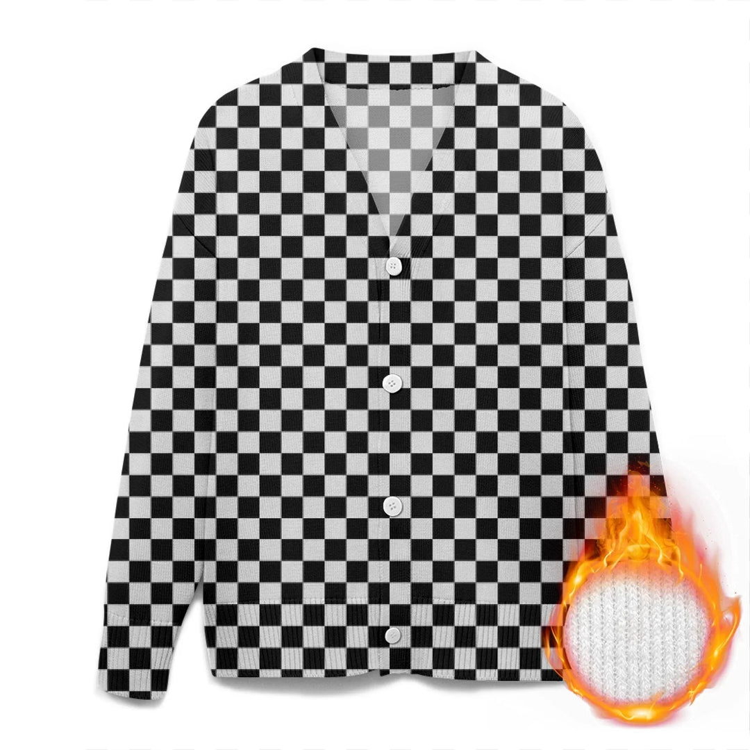 Custom Checkered Knit Sweater and Cardigan in multiple sizes for adults, kids, and babies – personalized knitwear design-ARTFULANE