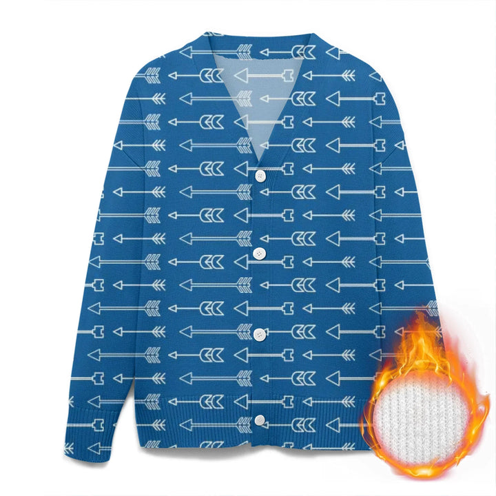 Custom Blue Toile cardigan Wool Sweater - ARTFULANE