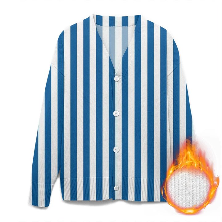 Custom Blue Toile cardigan Wool Sweater - ARTFULANE