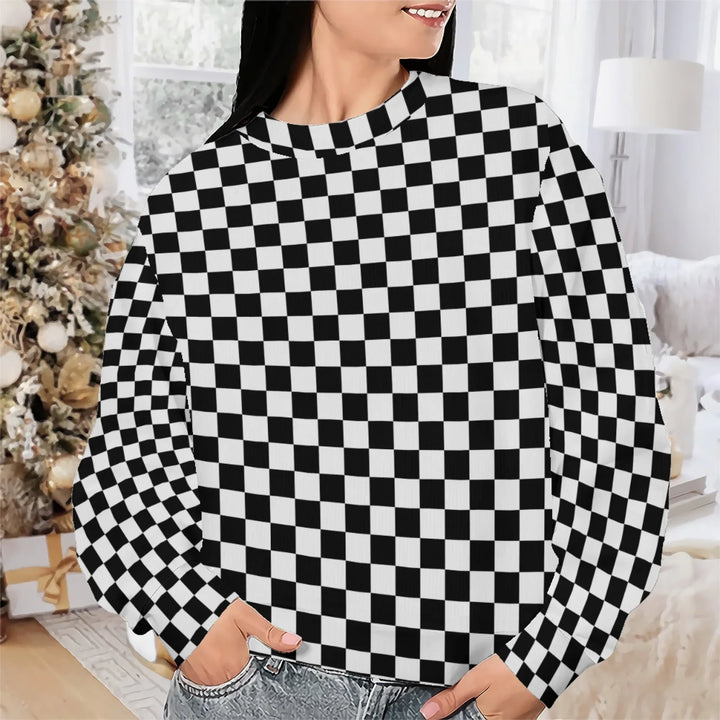 Custom Checkered Knit Sweater and Cardigan in multiple sizes for adults, kids, and babies – personalized knitwear design-ARTFULANE