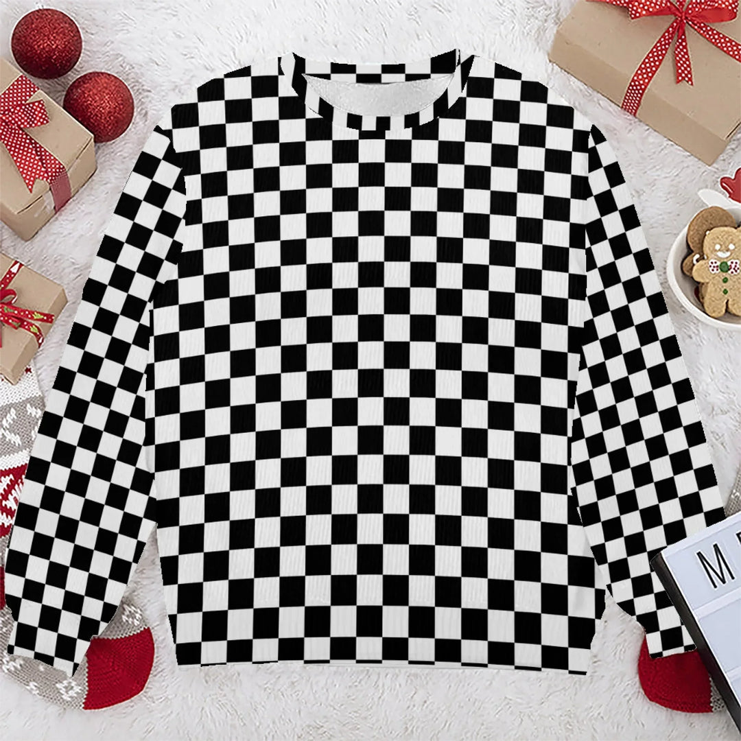 Custom Checkered Knit Sweater and Cardigan in multiple sizes for adults, kids, and babies – personalized knitwear design-ARTFULANE