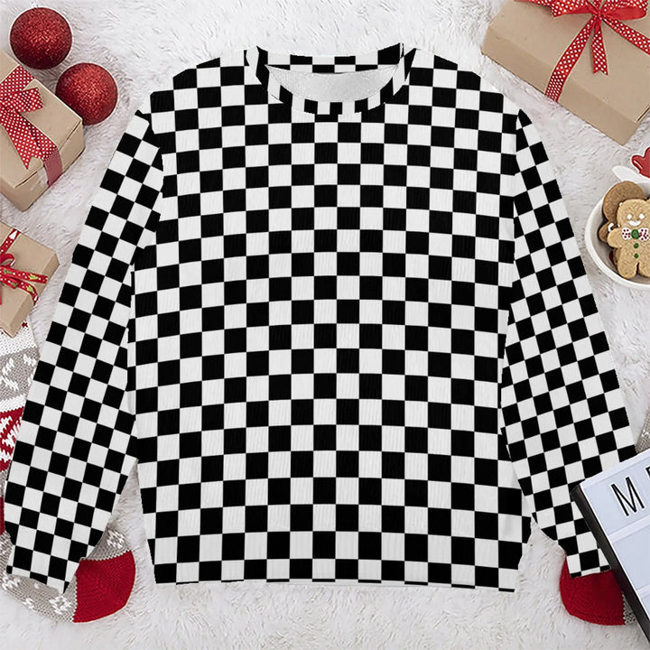 Custom Checkered Knit Sweater and Cardigan in multiple sizes for adults, kids, and babies – personalized knitwear design-ARTFULANE