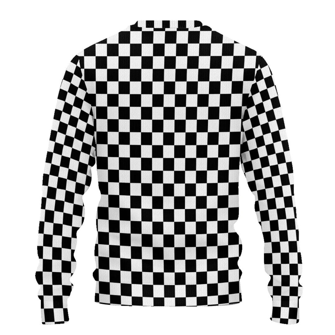 Custom Checkered Knit Sweater and Cardigan in multiple sizes for adults, kids, and babies – personalized knitwear design-ARTFULANE
