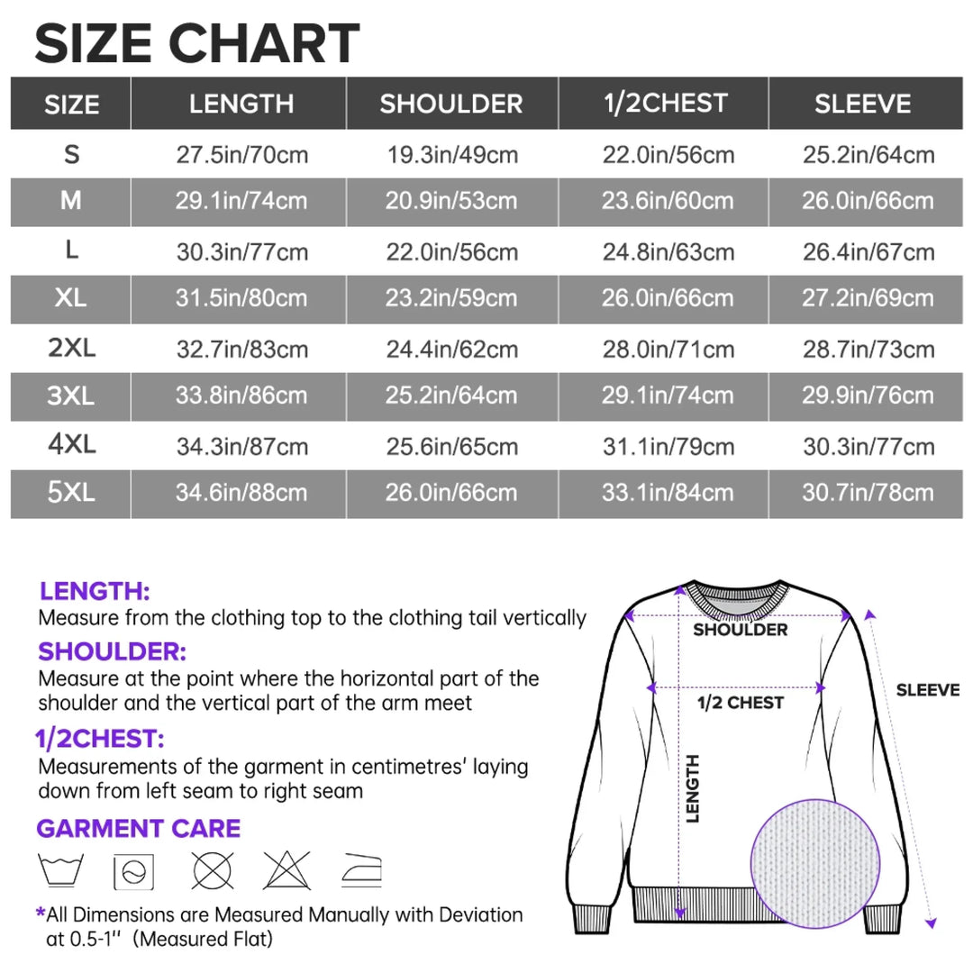 Size Chart of Custom Gingham Knit Sweater - ARTFULANE