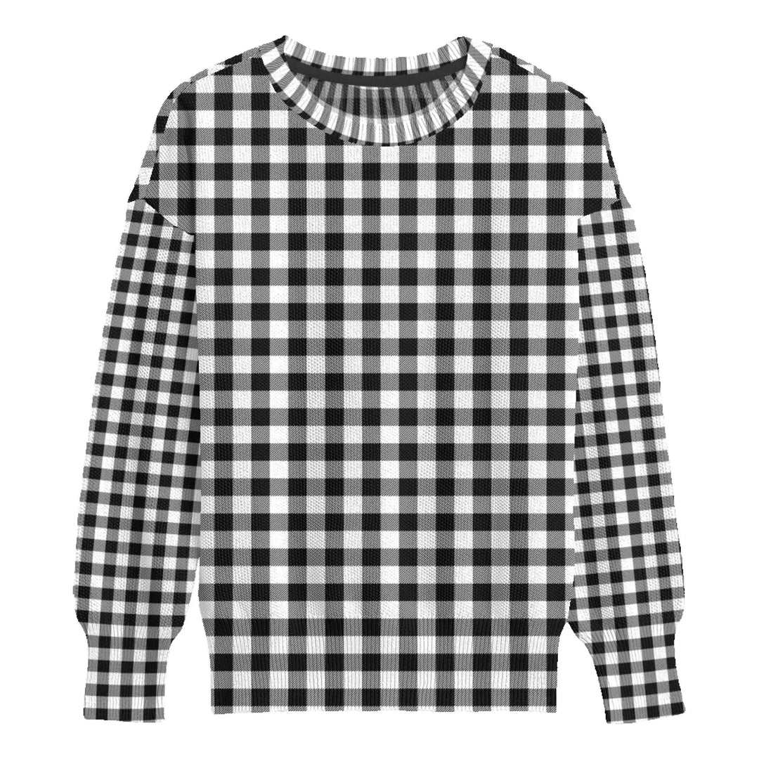 Custom Gingham Knit Sweater and Cardigan in multiple sizes for adults, kids, and babies – personalized knitwear design-ARTFULANE