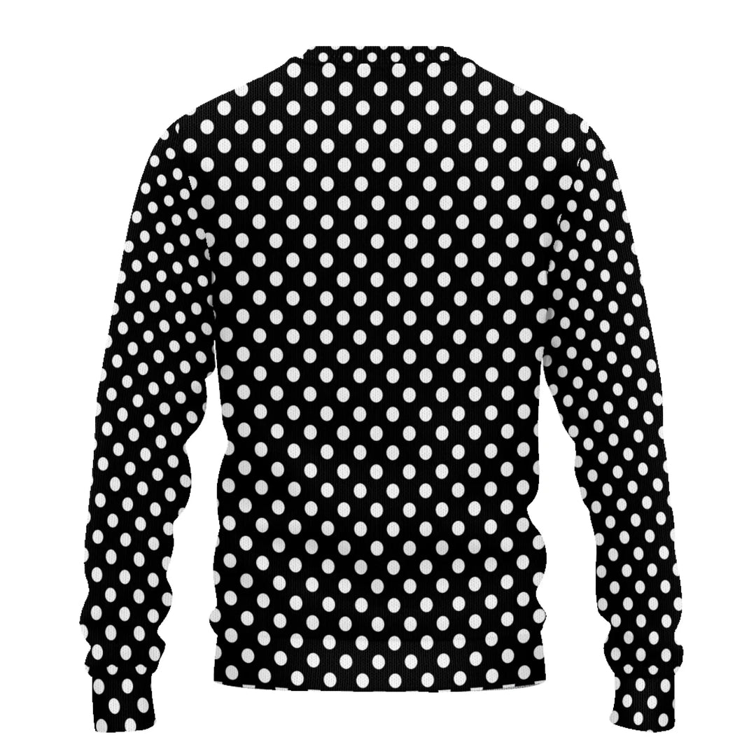 Custom Boho Polka Dots Knit Sweater and Cardigan in multiple sizes for adults, kids, and babies – personalized knitwear design-ARTFULANE