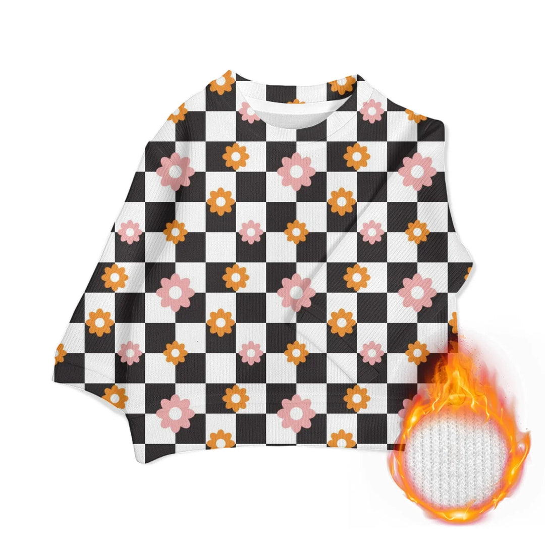 Custom Retro Groovy Knit Sweater and Cardigan in multiple sizes for adults, kids, and babies – personalized knitwear design-ARTFULANE