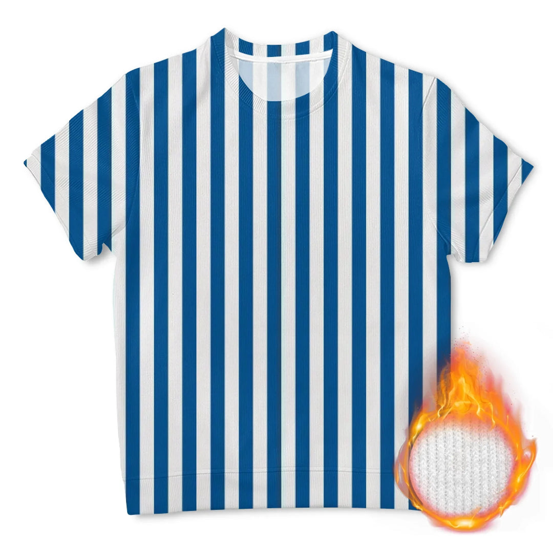 Custom Blue Toile short sleeve Wool Sweater - ARTFULANE