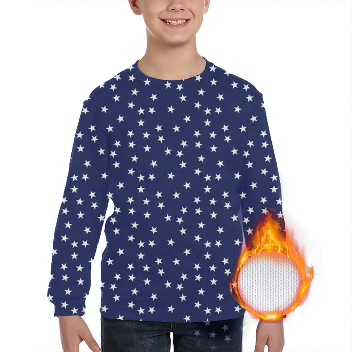 Custom Blue Toile kids Wool Sweater - ARTFULANE