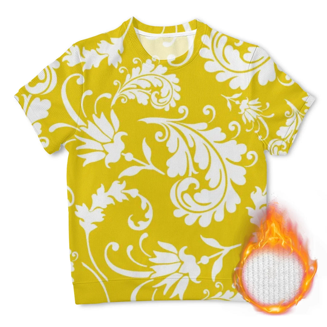 Custom Blue Toile short sleeve Wool Sweater - ARTFULANE