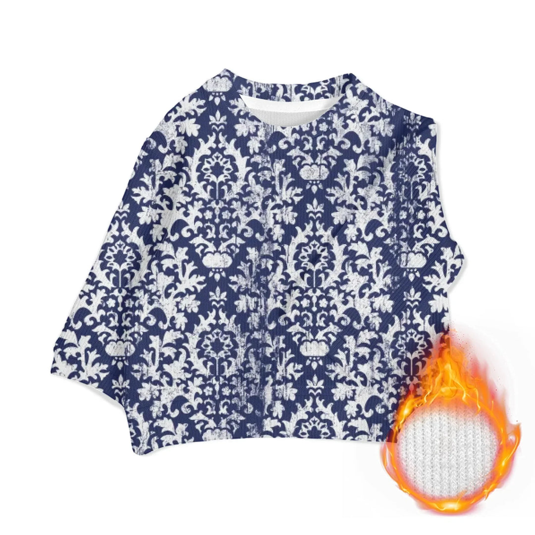 Custom Blue Toile Baby Wool Sweater - ARTFULANE