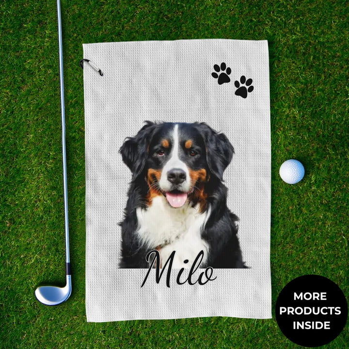 Custom personalized Golf Towel featuring uploaded photo, name, and matching design in any color — premium gift for golf lovers by ARTFULANE