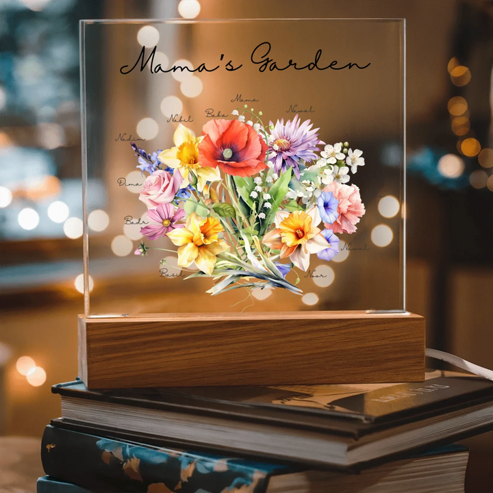 Custom-Watercolor-Birth-Month-Flower-Bouquet-Acrylic-Square-LED-Light-artfulane 