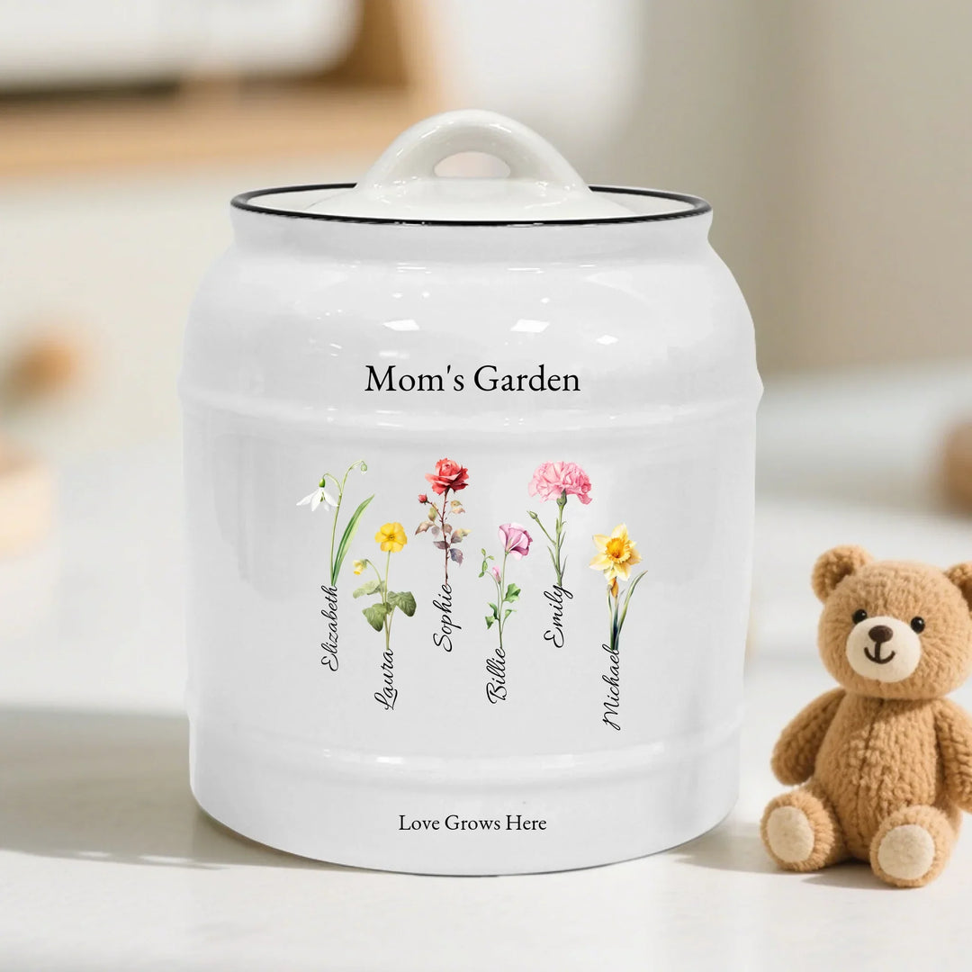 Custom Birth Flowers Ceramic Cookie Jar - ART-CJR551.3