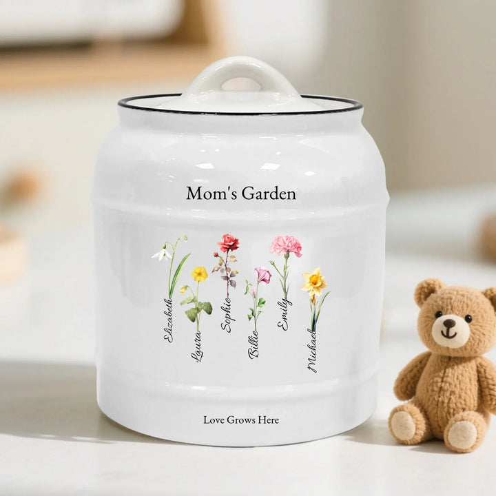 Custom Birth Flowers Ceramic Cookie Jar - ART-CJR551.3
