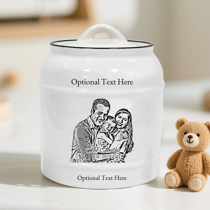 Custom Photo Sketch Ceramic Cookie Jar