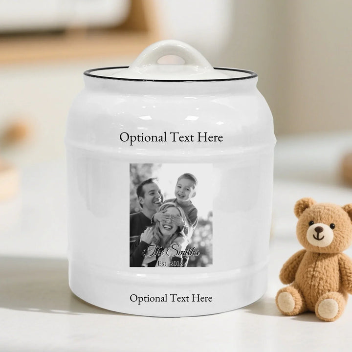 Custom Black & White Photo Ceramic Cookie Jar